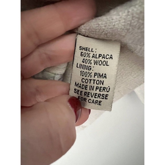 Beyond Threads Womens Alpaca Wool Blend Tan Jacket Ruffle Zip Size Small - Picture 8 of 12